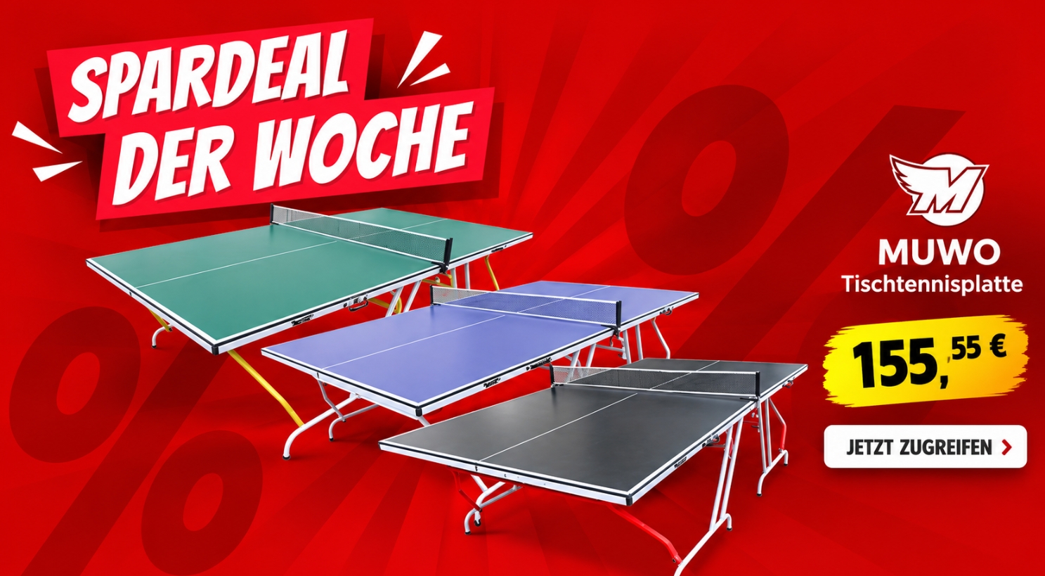 Sportspar: Tischtennisplatte mit Turniermaßen für 155,55 Euro frei Haus