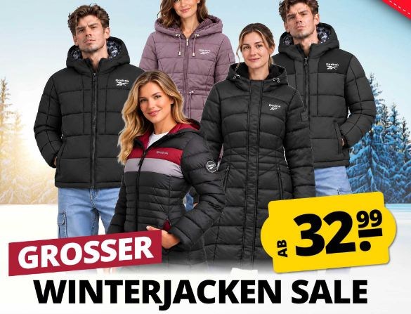 Reebok: Winterjacken via Sportspar ab 32,99 Euro