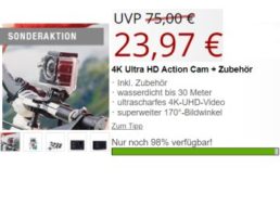 Druckerzubehoer.de: 4K-Actioncam für 23,97 Euro plus Versand