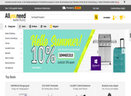 Allyouneed: Zehn Prozent Rabatt auf viele Waren bis Mitte August