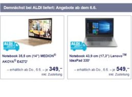 Aldi-Liefert.de: Drei Notebooks ab kommendem Donnerstag im Angebot