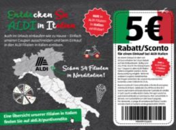 Aldi: Gutschein über 5 Euro für italienische Filialen im aktuellen Wochenprospekt