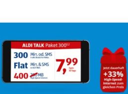 Aldi Talk: Bis zu 100 Prozent mehr Datenvolumen zum gleichen Preis