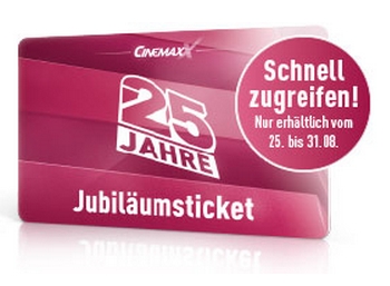 25 Tage Kino für 25 Euro mit dem Cinemaxx-Jubiläumsticket