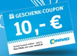 Conrad: Bis zu 30 Euro gratis beim Kauf von Geschenkekarten