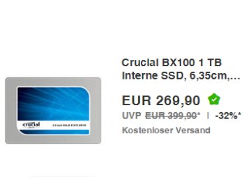 Crucial SSD mit einem TByte für 269,90 Euro frei Haus