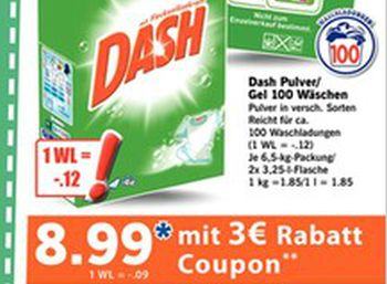 XXXL-Pack Dash für 8,99 Euro dank Discounter-Coupon