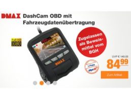Plus: DMAX-Dashcam mit Fahrzeugdatenübertragung via OBD für 76,49 Euro