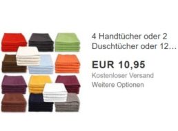 Ebay: Handtuch-Sets mit bis zu zwölf Teilen für 10,95 Euro frei Haus
