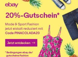 Ebay: 20 Prozent Gutschein für Mode, Sport- und Beautyartikel