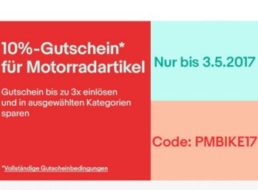 Ebay: Motorradartikel mit zehn Prozent Rabatt bis Mittwoch