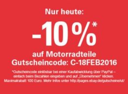 Ebay: Zehn Prozent Rabatt auf Motorradteile für einen Tag