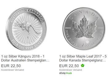 Ebay: Silber- und Goldmünzen ab 22,50 Euro frei Haus
