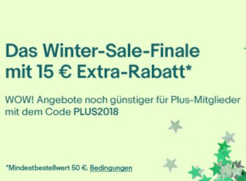 Ebay: 15 Euro Rabatt für Plus-Mitglieder ab 50 Euro Warenwert