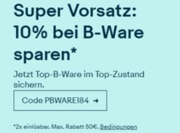 Ebay: 10 Prozent Rabatt auf bereits reduzierte B-Ware-Artikel