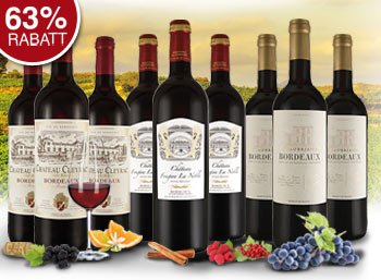 Ebrosia: Bordeaux-Probierpaket mit neun Flaschen für 39,99 Euro frei Haus