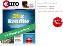 Euro am Sonntag: 17 Ausgaben für 58,50 Euro mit Scheck über 58,50 Euro