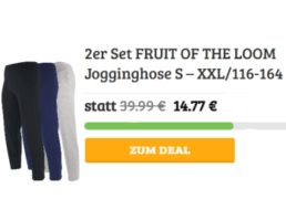 Fruit of the Loom: Jogginghosen im Doppelpack für 14,77 Euro frei Haus
