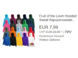 Ebay: Kapuzensweatshirt von "Fruit of the Loom" für 7,99 Euro frei Haus