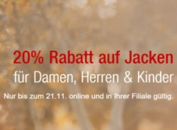 Galeria Kaufhof: Jacken-Rabatt von 20 Prozent bis Samstag abend
