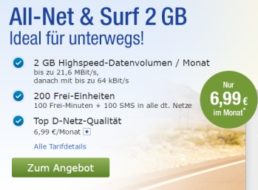 Gratis: Freimonat beim Handytarf von GMX und Web.de mit 2 GByte Volumen