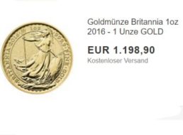 Nachschlag: Goldmünze Britannia (1 Unze) zum Tagespreis von 1198 Euro