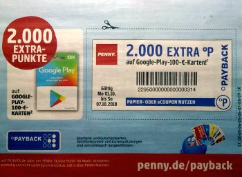 Penny] 20-fach Payback Punkte auf Apple Gift Cards Guthaben