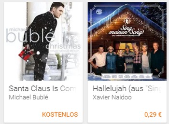 Google Play: 19 Weihnachtslieder für 29 Cent, eines gratis