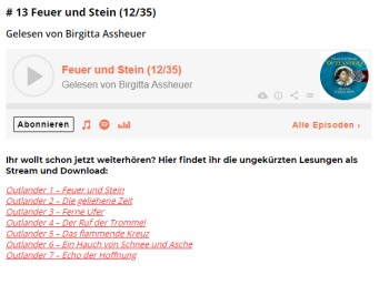 Gratis: Hörbuch "Outlander – Feuer und Stein" mit 37 Stunden Spielzeit