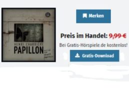 Gratis: Hörbuch "Papillon" im Wert von knapp 15 Euro zum kostenlosen Download