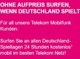 Telekom: Neunmal gratis surfen während der Fußball-WM