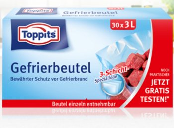 Gratis: Toppits Gefrierbeutel dank Cashback-Aktion zum Nulltarif