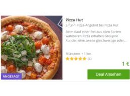 Pizza Hut: Zwei Pizzen zum Preis von einer via Groupon