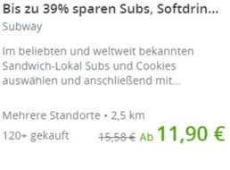 Subway NRW: Gutscheine für bis zu zehn Subs und Cookies bei Groupon