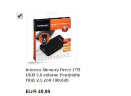 Ebay: Intenso Memory Drive mit einem TByte für 49,99 Euro frei Haus