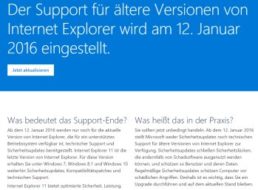 Warnung: Microsoft stellt Support für ältere Versionen des Internet Explorer ein