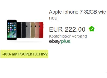 Ebay: iPhone 7 als B-Ware für 199,80 Euro frei Haus