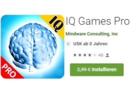 Gratis: App "IQ Games Pro" für kurze Zeit zum Nulltarif