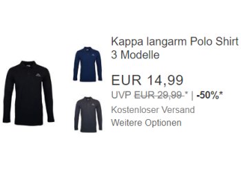 Kappa: Langarm-Poloshirt für 14,99 Euro frei Haus