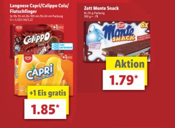 Lidl: Langnese Capri, Calippo Cola und Flutschfinger zum Schnäppchenpreis