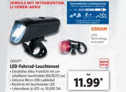 Lidl: LED-Fahrradleuchtenset mit StVZO-Zulassung für 11,99 Euro