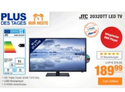 Plus: LED-TV "JTC 2032DTT" mit Triple-Tuner und DVD-Player für 189,99 Euro