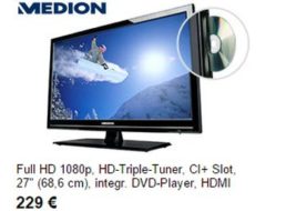Allyouneed: LED-TV Medion Life P15114 mit DVD-Player für 215,26 Euro