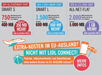 Lidl Connect: Roamingebühren ab sofort gestrichen, Datenvolumen erhöht