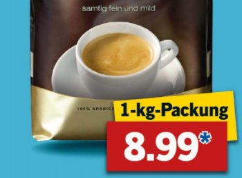 Lidl: Kilo-Paket Dallmayr-Kaffeebohnen für 8,99 Euro bis Samstag