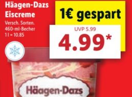 Lidl: Häagen-Dasz Eiscreme (diverse Sorten) für 4,99 Euro