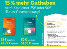 Lidl: 15 Prozent iTunes-Guthaben geschenkt bis Samstag