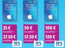 Lidl: iTunes-Guthabenkarten mit bis zu 20 Euro Extra-Guthaben geschenkt