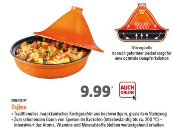 Lidl: Tajine für 9,99 Euro mit Gratis-Versand am Mittwoch abend