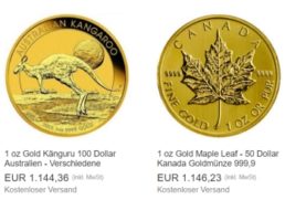 Ebay: Goldmünze Maple Leaf für 1146,23 Euro – mit Option auf Extra-Rabatt